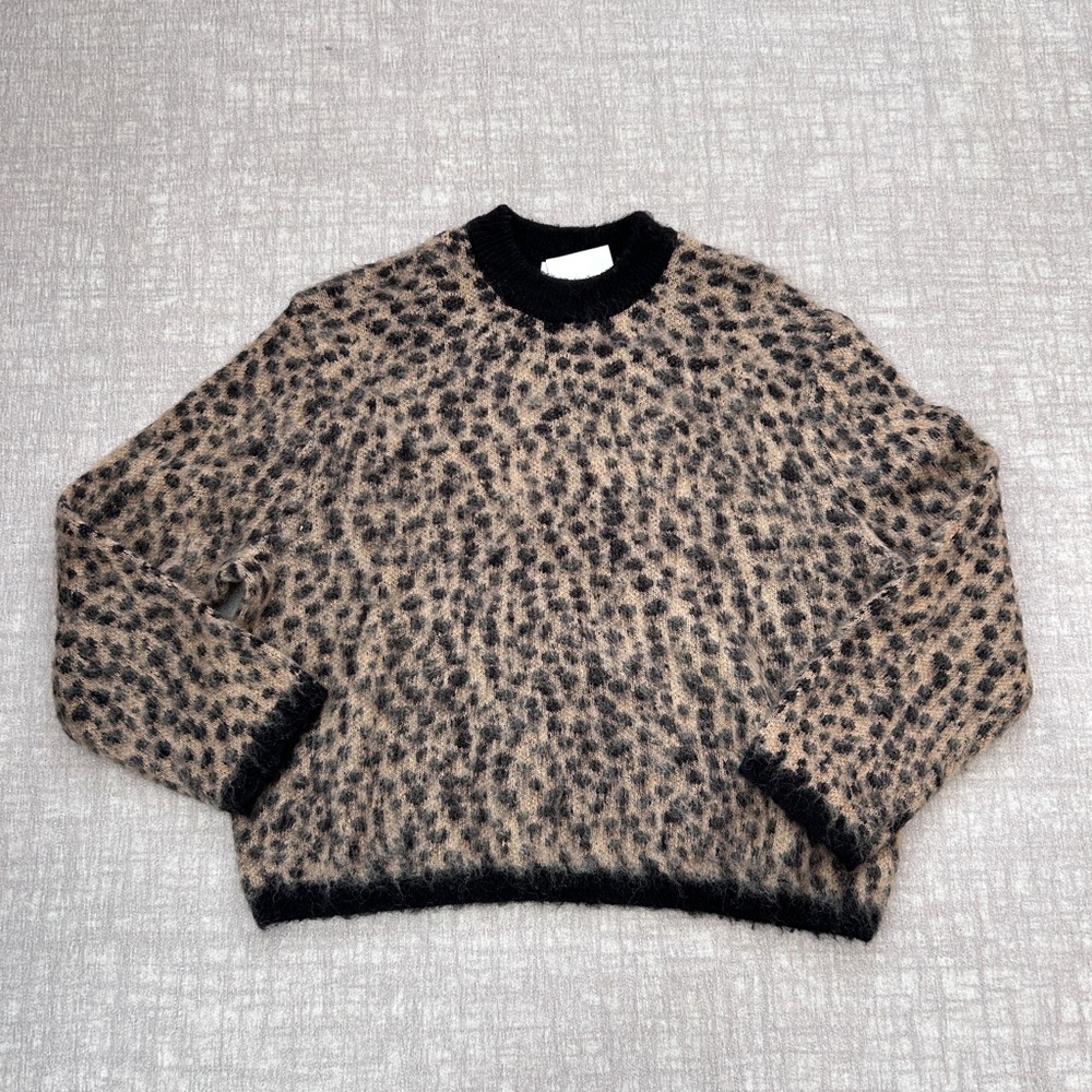 & Other stories leopard fuzzy wool blend knit sweater